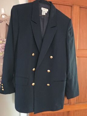 Talbots Navy Double-Breasted Blazer with Gold Buttons